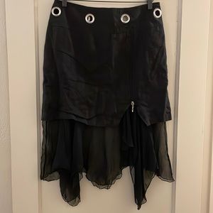 Vintage 90’s Grunge Black Handkercheif style midi skirt